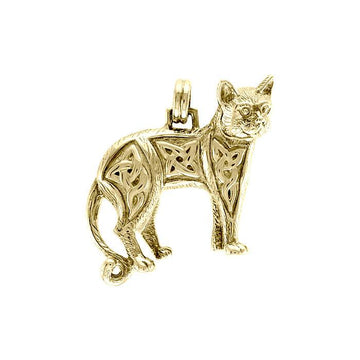 Unleash Your Inner Feline Spirit: Celtic Cat Solid Gold Pendant - GPD333 | Embrace Elegance and Mystique - Jewelry